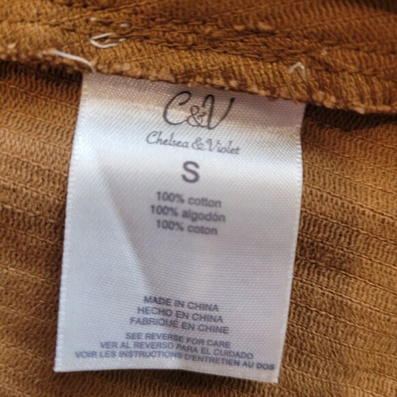 Corduroy Mini Skirt Size S Brown Button Front Unlined Cotton Chelsea & Violet - Picture 7 of 12
